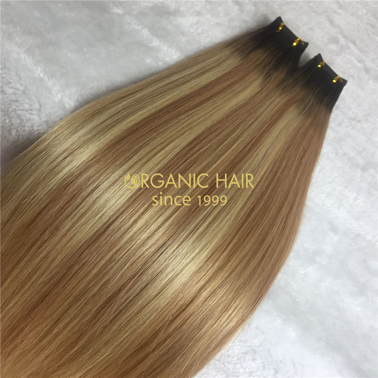 Cheap human tape in hair extensions ombre & piano color X154